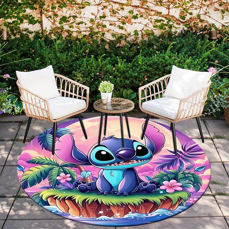 1pc Stitch Round Area Rug,Non Slip,Machine Washable Polyester Carpet for Living Room,Bedroom Decor