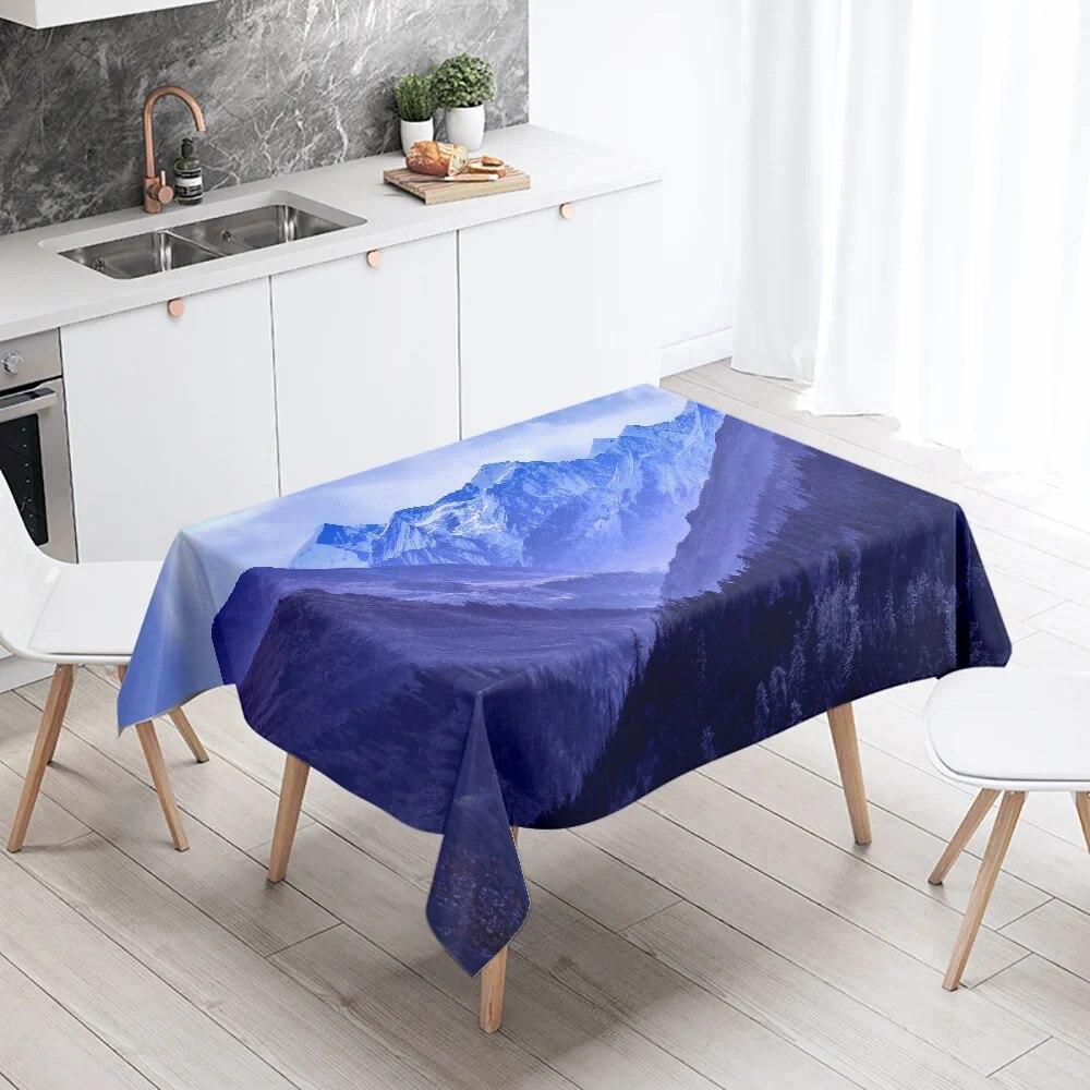 Mountains and Lakes Scenery Tablecloth Outdoor Camping  Antifouling Waterproof Home Kitchen Table Decoration