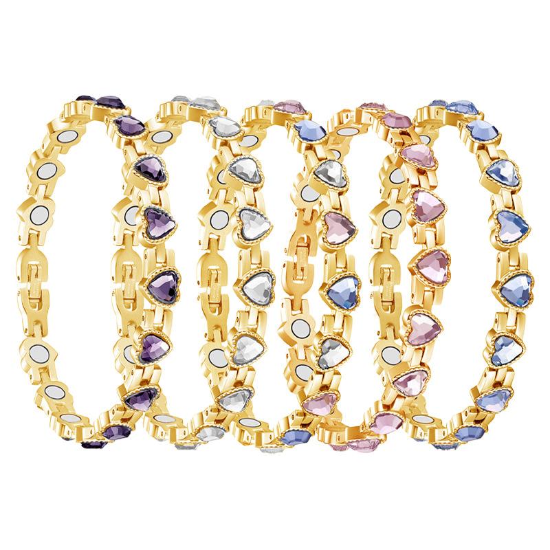 Mode Herzförmige Kristall Zirkon Armbänder Magnetisch Anti-Müdigkeit Fettverbrennung Damen Leichter Luxus Energie Gesundheitsarmband