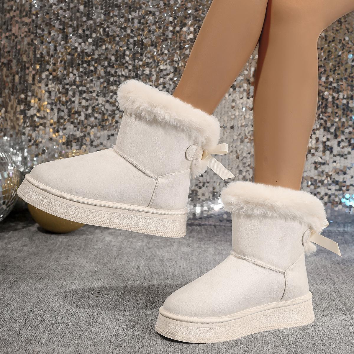 

Cotton shoes women s winter snow boots women s thickened short boots casual warm shoes female students flat-bottomed non-slip women s boots 42 белый