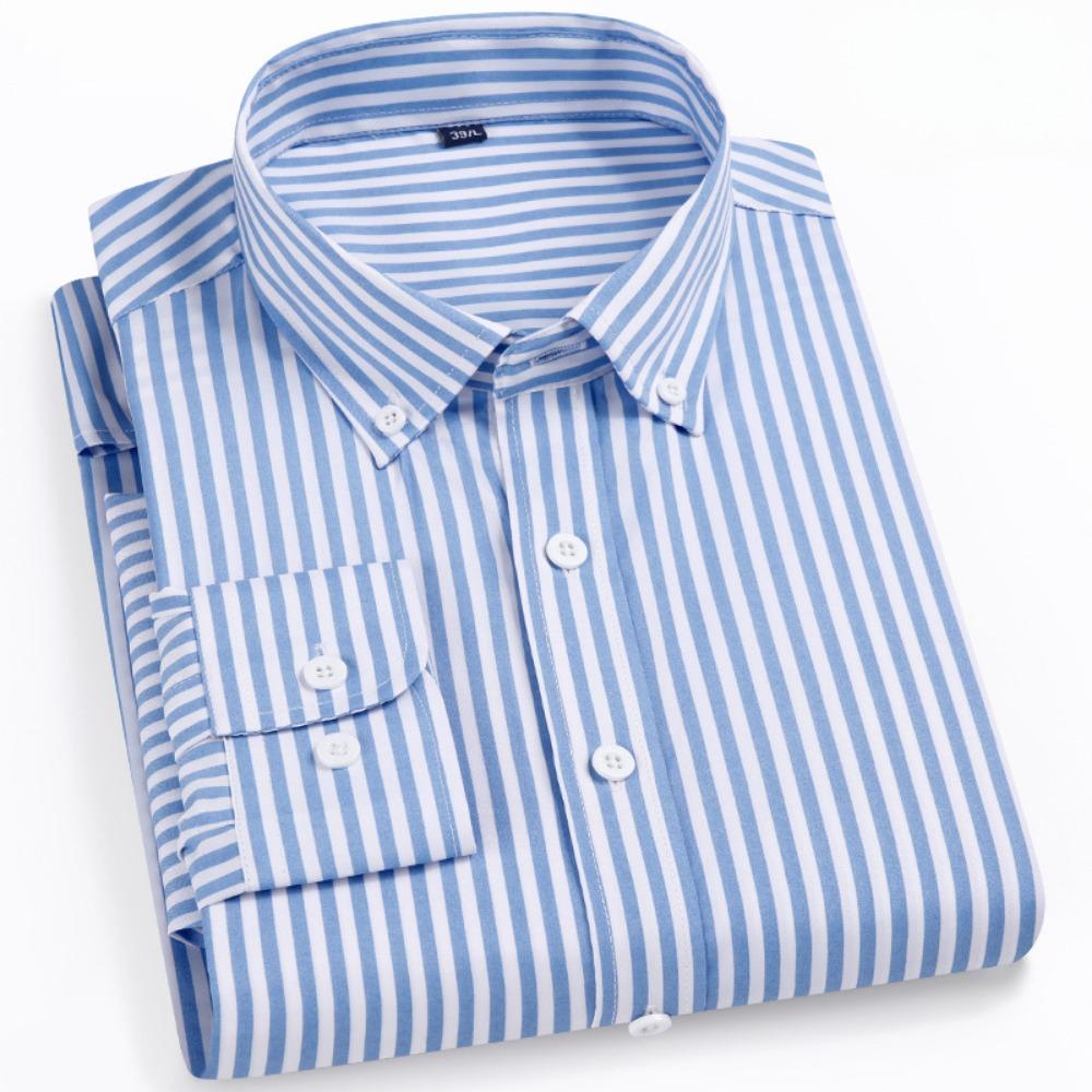Men's Casual Shirt Fashion Loose Striped Short Sleeve Casual Beach Long Sleeve Shirt