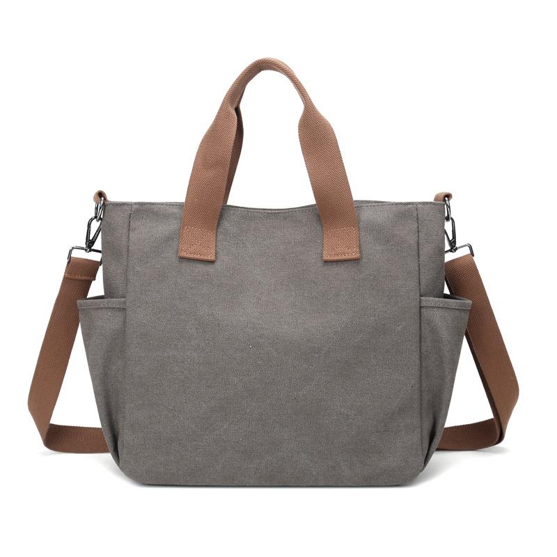 Women's Large Capacity Tote Bag Retro Student Crossbody Bag Canvas Shoulder Bag