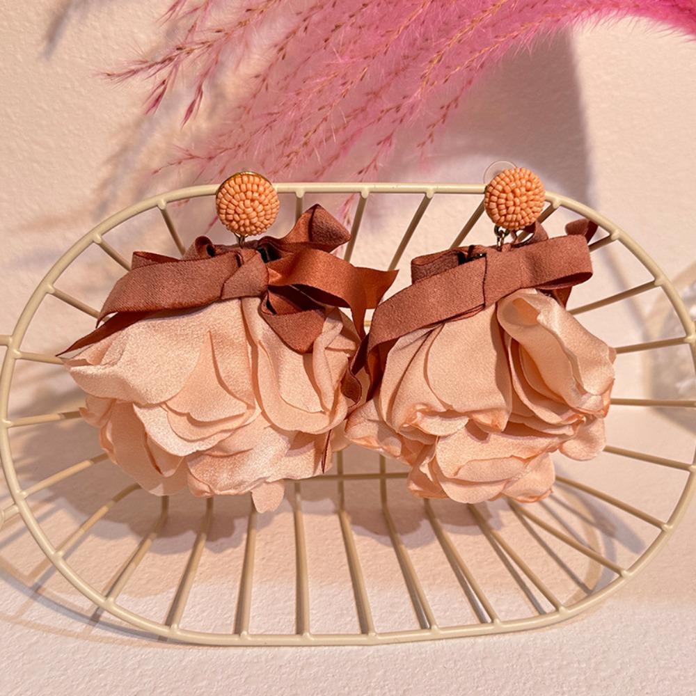 Earrings Korean Style Accessories Exaggerated Colorful Flower Earrings Bowknot Dangle Earrings