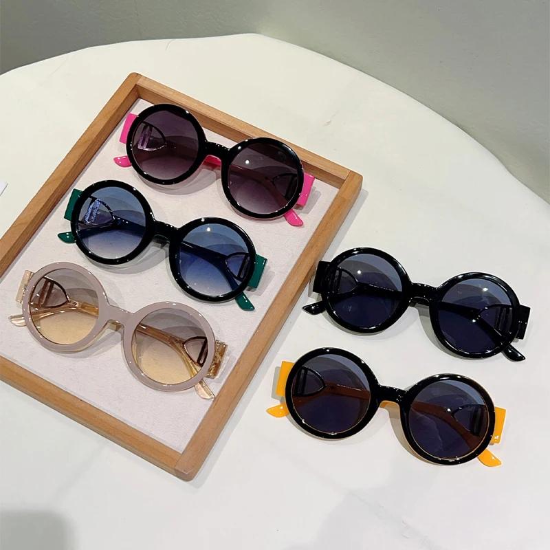 Oversized Round Sunglasses Women Cute Stylish Gradient Outdoor Casual Shades Ins Trendy Luxury Brand Design Sun Glasses