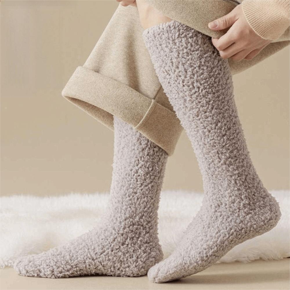 Coral Fleece Knee High Socks Thickened Coral Fleece Socks New Fuzzy Long Socks Home Lounging