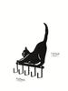 Black Cat Wall Hook, Metal Key Holder for Home Entryway & Bedroom, Cute Iron Decor Gift for Cat Lovers