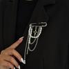 Elegant Brooch Pin Featuring Tassels and Chain Detail Decorated by Imitation Pearls for Personalizing Garments