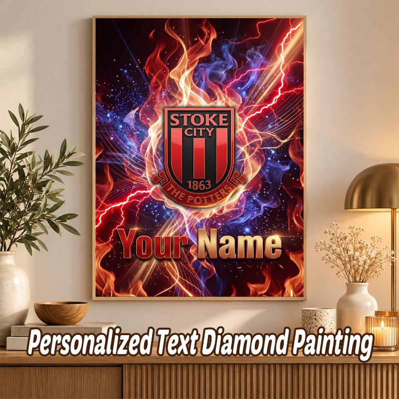 Stoke City FC Custom Name Text 5D Diamond Painting Kit DIY Full Drill Diamond Art Decoration