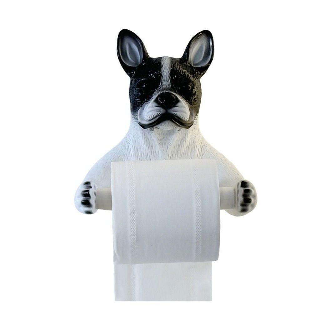 

Cute Dog Toilet Paper Holder Dispenser 3D Dog Shape Dog Toilet Roll Holder Space Saving Multif-unctional Wall Mounted Roll Rack білий