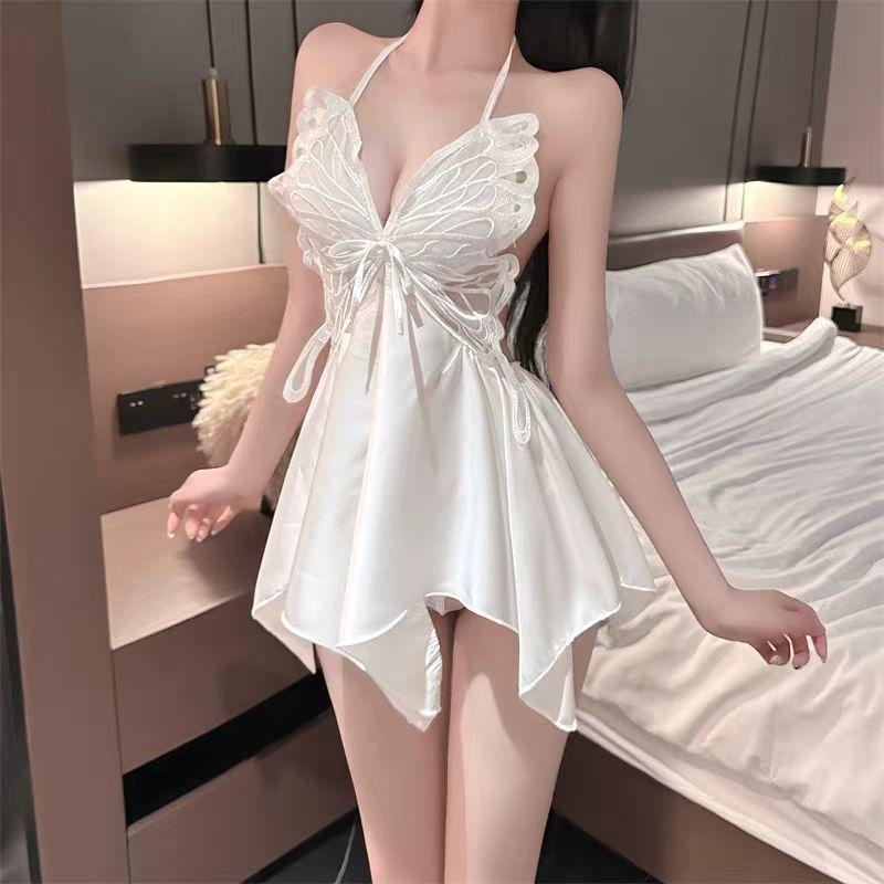 Sexy lingerie pure desire wind plus chest pad butterfly suspender nightdress robe female 7040