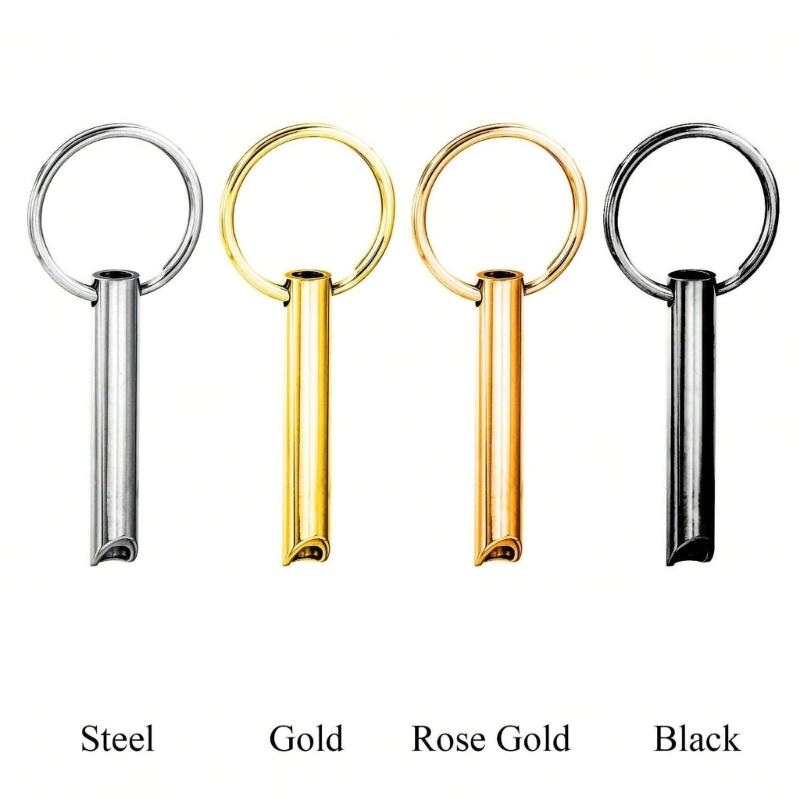 Stainless Steel Meditation Pendant Keychain Charm Practical Breathing Whistle Keyring for Stress Relief and Relaxation