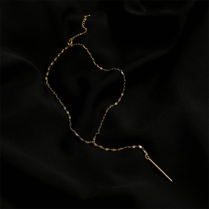 Luxury Stainless Steel Pendant Choker Necklace for Women Minimalist Bamboo Chain Women Stainless Steel Necklace