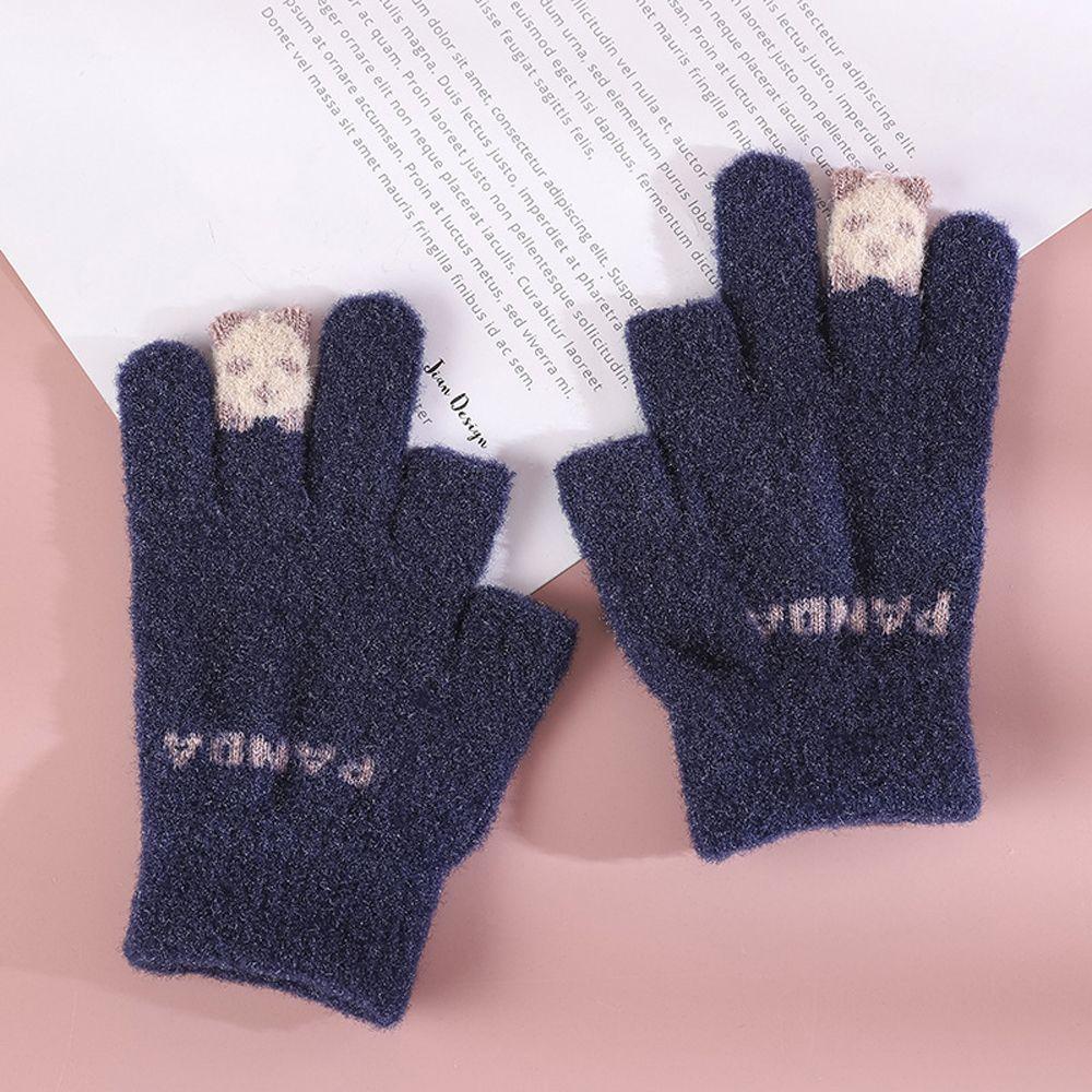 Kawaii  Thicken Letter Cycling Panda Outdoor Gloves Women Winter Gloves Korean Mittens