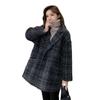 Umlegekragen Wolle Vintage Lockere Freizeitmode Herbst Damenmode Karierter Mantel Zweireihig Übergröße