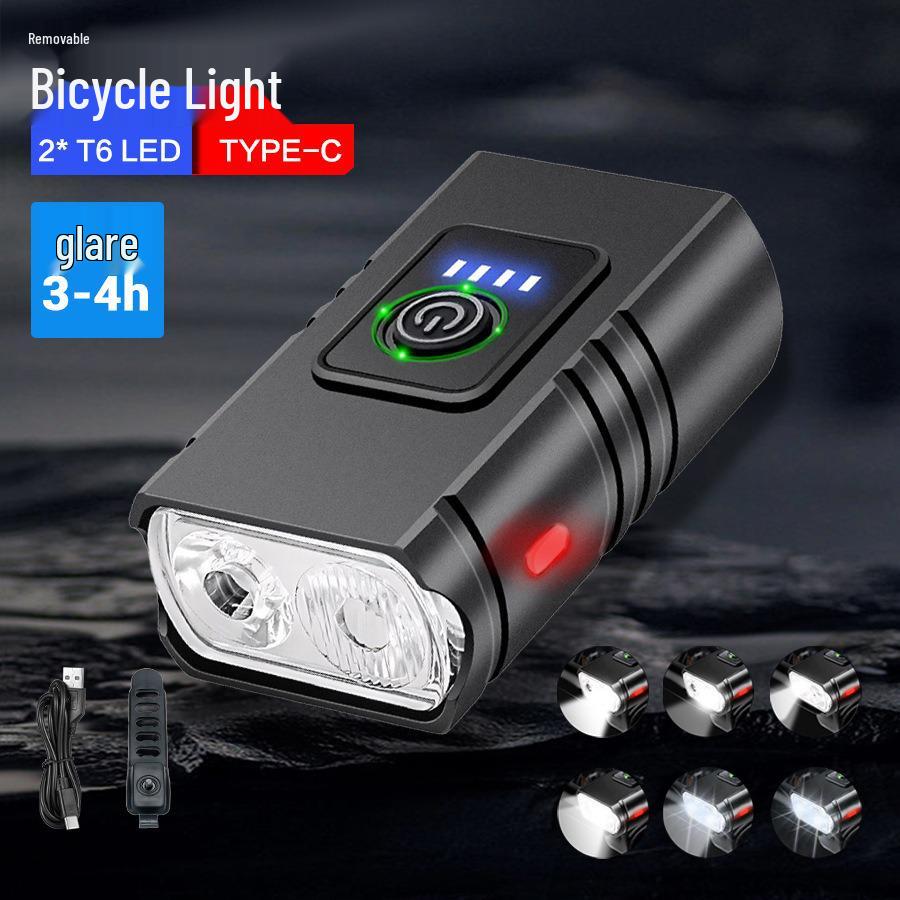 Alliage d'Aluminium Phare Avant de Vélo Faisceau Haut pour Conduite de Nuit - Ensemble Lampe de Poche Vélo Route & VTT