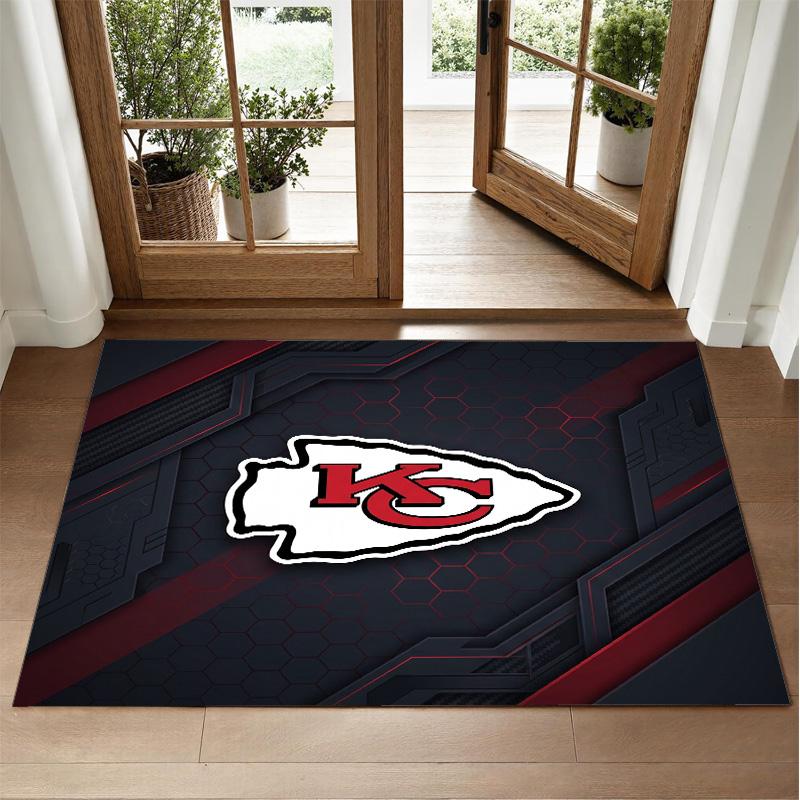 Kansas City Chiefs Design Crystal Velvet Rug Soft Decorative Mat for Bedroom Entrance