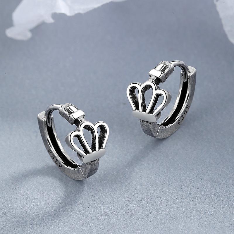 Korean Version of Fashion Temperament Women's Ear Clips, Ear Buckles, Crown Earrings, Retro High-end Design Jewelry