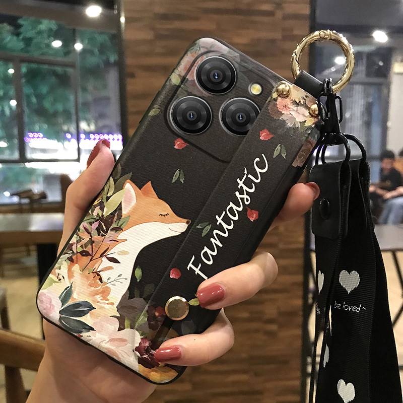 Anti-dust Soft Case Phone Case For Blackview Shark9 5G Wrist Strap Shockproof Durable Waterproof Flower Kickstand Ring