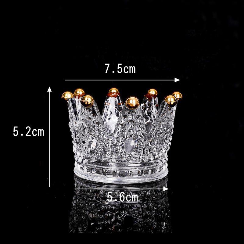 Candlestick Candle Holders 1PC Glass Crown Ornament Ring Jewelry  Nordic Gorgeous Crystal Decoration Table Living Room