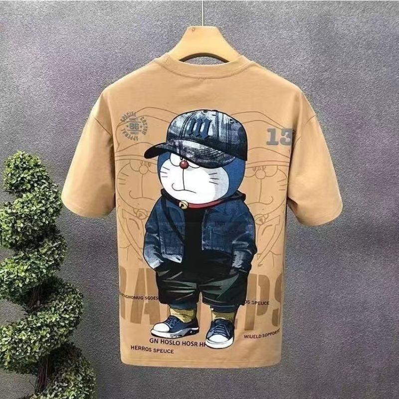 Cool Handsome Cartoon Printed Men'S Short-Sleeved T-Shirt Summer Half-Sleeved Men'S Clothing Handsome Trendy T-Shirt Men'S Top