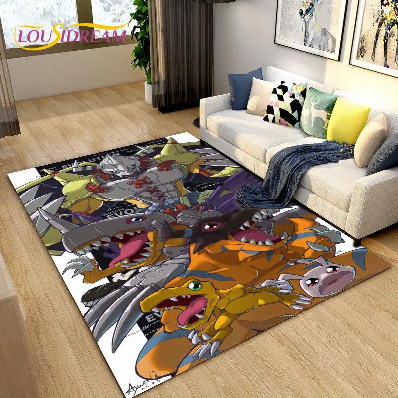 Digimon Adventure Cartoon Area Rug Large,Carpet Rug for Living Room Bedroom Sofa Doormat Decoration, Non-slip Floor Mat Cover 3D