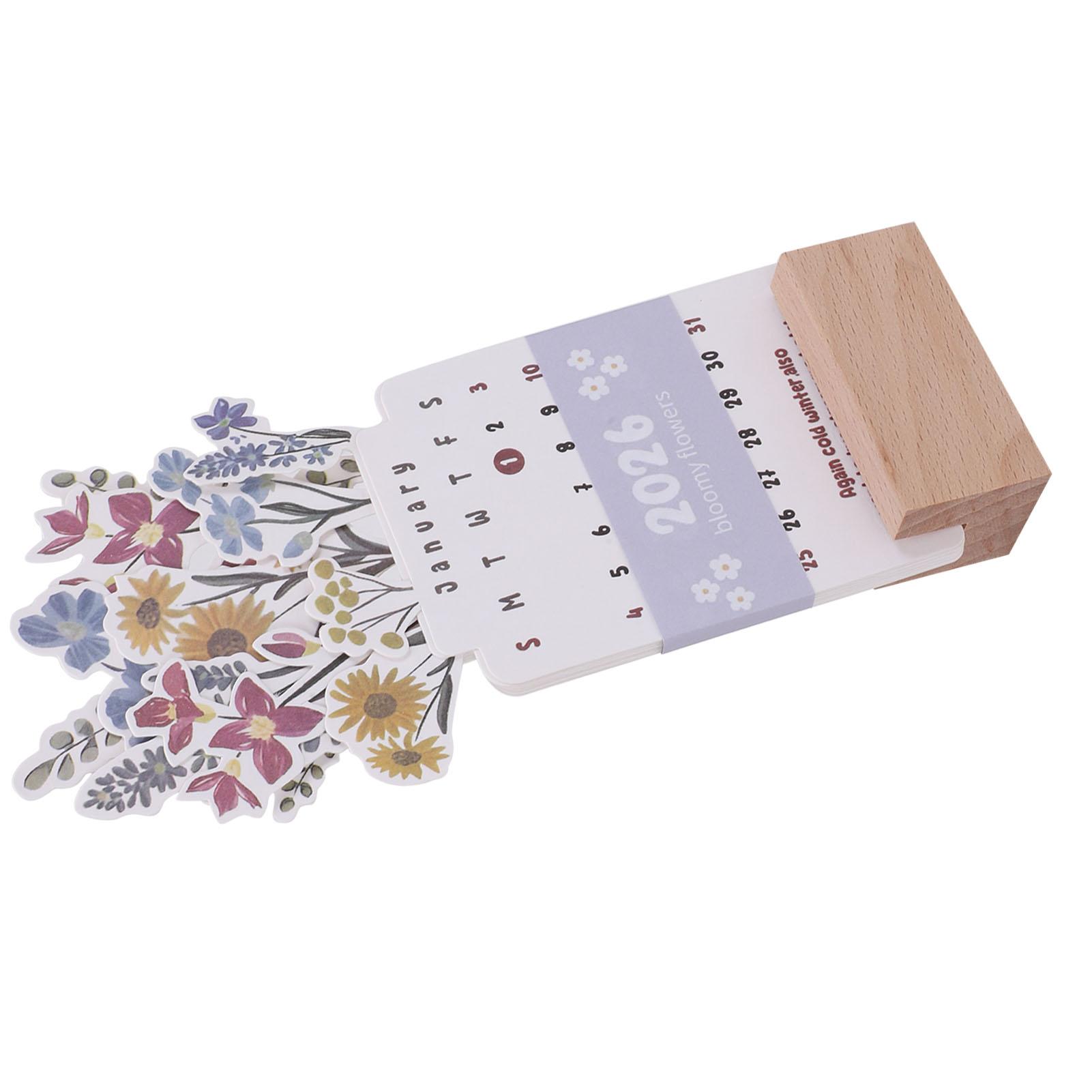Flowers Desk Calendar 2026 Small   Standing Decorative Floral   School Desktop Accessories