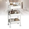Rolling Utility Cart 3 Tiers Multifunctional Storage Rack with Wheels for Bedroom Kitchen Office Dormitory