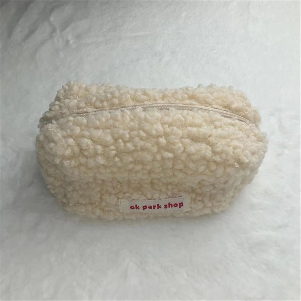 Puffs Cute Zipper Cosmetics Bag Korean Stationery Pen Case Large Capacity Women Travel Make Up Toiletry Bag Washing Pouch