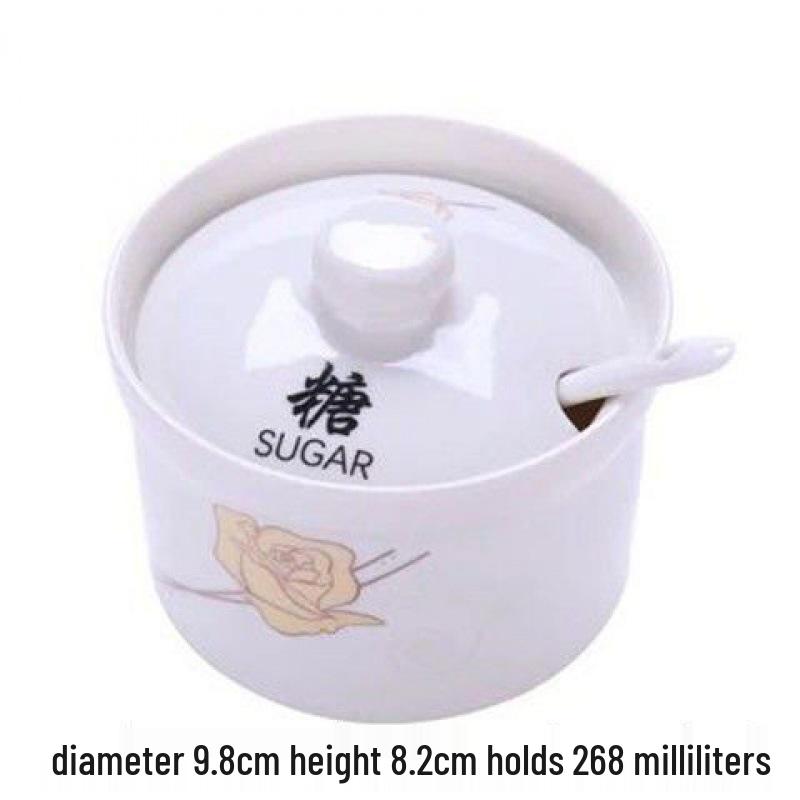 Ceramic Spice Jar Set with Lid & Spoon - Perfect for Salt, Sugar, Chili, or Oil