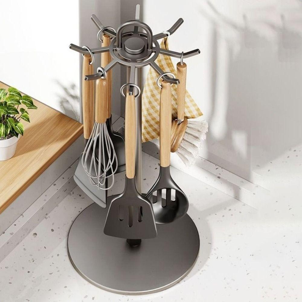 Movable Pot Shovel Rack Stable Base Spoon Hanging Rack Flatware Storage Rack  Kitchen