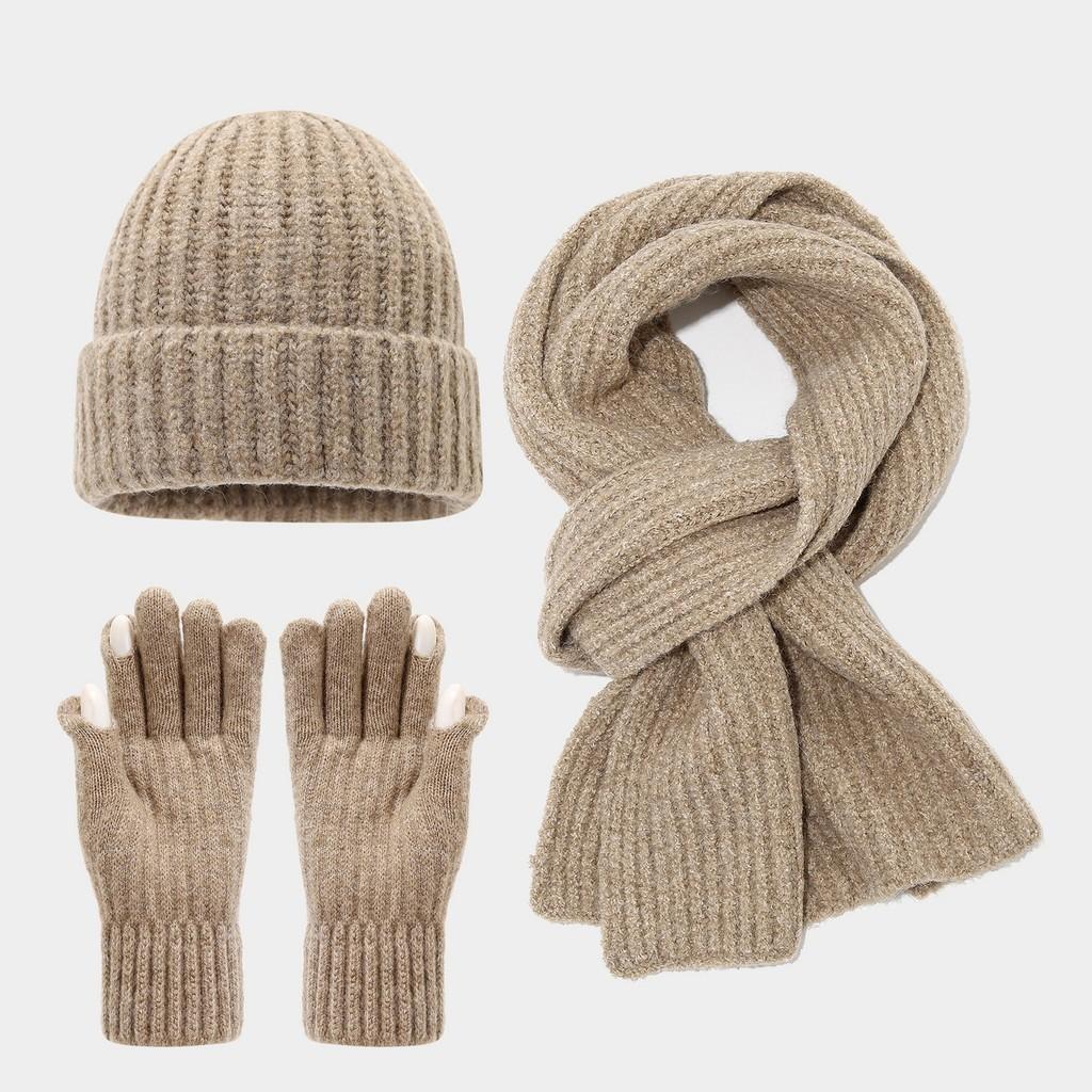 Acryl-Touchscreen-Handschuhe Mützen-Schal-Set Für Winterwärme Und Lässige Mode