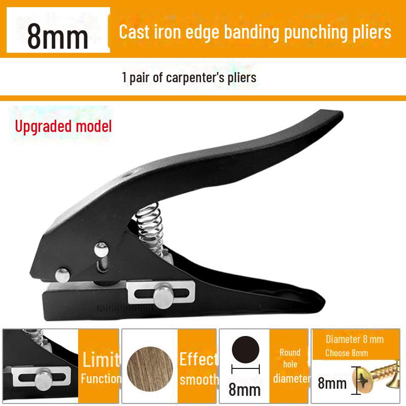 Woodworking Edge Banding Leather Punch Pliers - Large 3-in-1 Nail Patch Tool with 12mm, 14mm, 15mm Holes