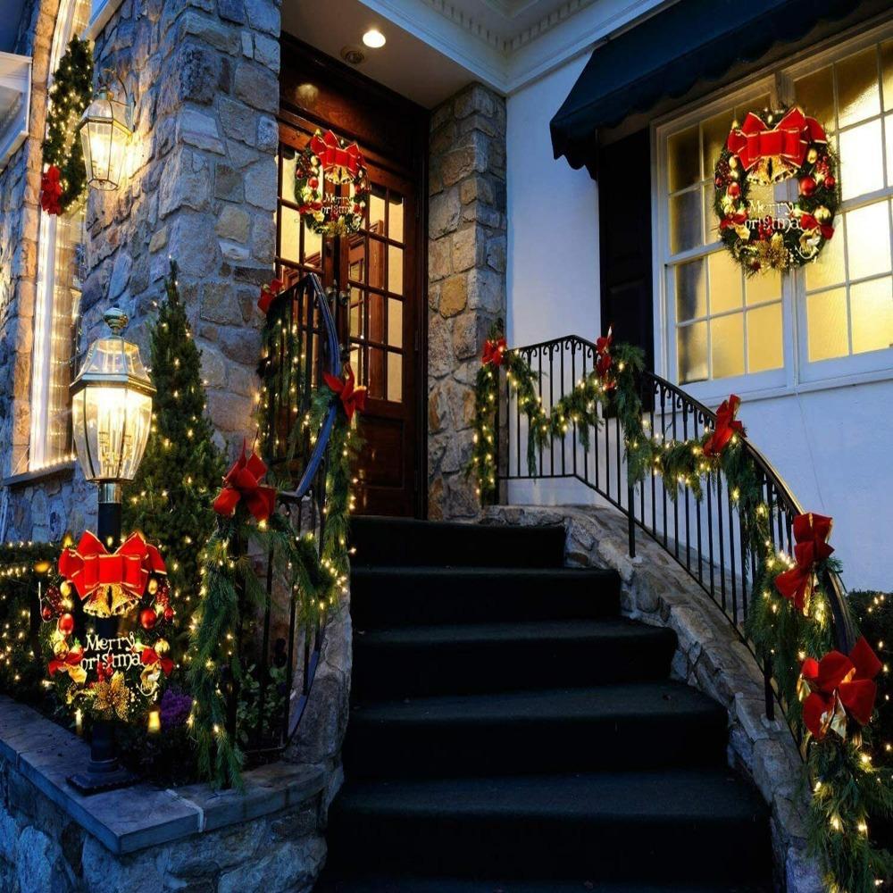 Christmas Decoration Artificial Rattan Pine 2.7M LED Simulated Garland Wreath Decor Hanging Ornament with Lights