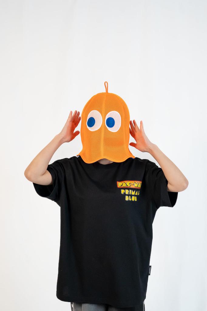 [Primal Blue] PACMAN 45th Anniversary Full Face Ghost Sauna Hat - Pacman Sulky Ghost Sauna Hat - Blinky, Inky, Clyde, Pinky (Clyde / Orange)
