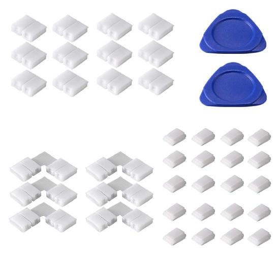 1 Set LED Strip Light Connector 4-Pin Unwired Gapless Solderless Connector L-shape Corner Adapter Self-adhesive Clip Triangle Crow Plate Kit