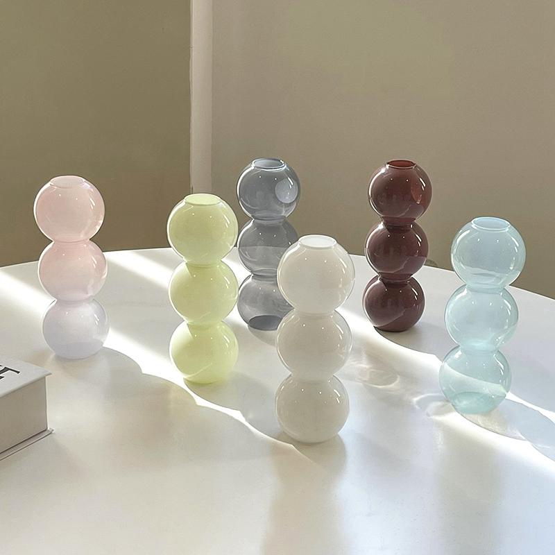 Nordic Glass Flower Bottle Bubble Vase Shaped Flower Bottle Home Decor Creative Transparent Hydroponic Vase Wedding Table Decor