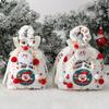 Christmas Gift Bag with Drawstring Reusable Candy Bag for Treats Cookie Goodies Xmas Eve Fruit Storage Bag with Santa