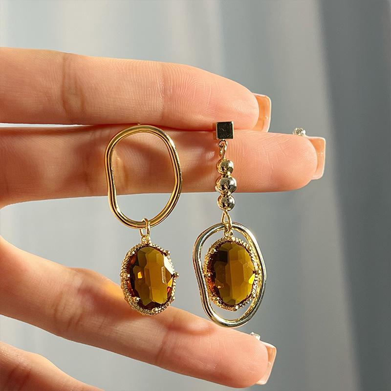 Retro Bunte Harzohrringe Für Damen Exquisite Asymmetrische Geometrische Hängeohrringe Schmuck Geschenk