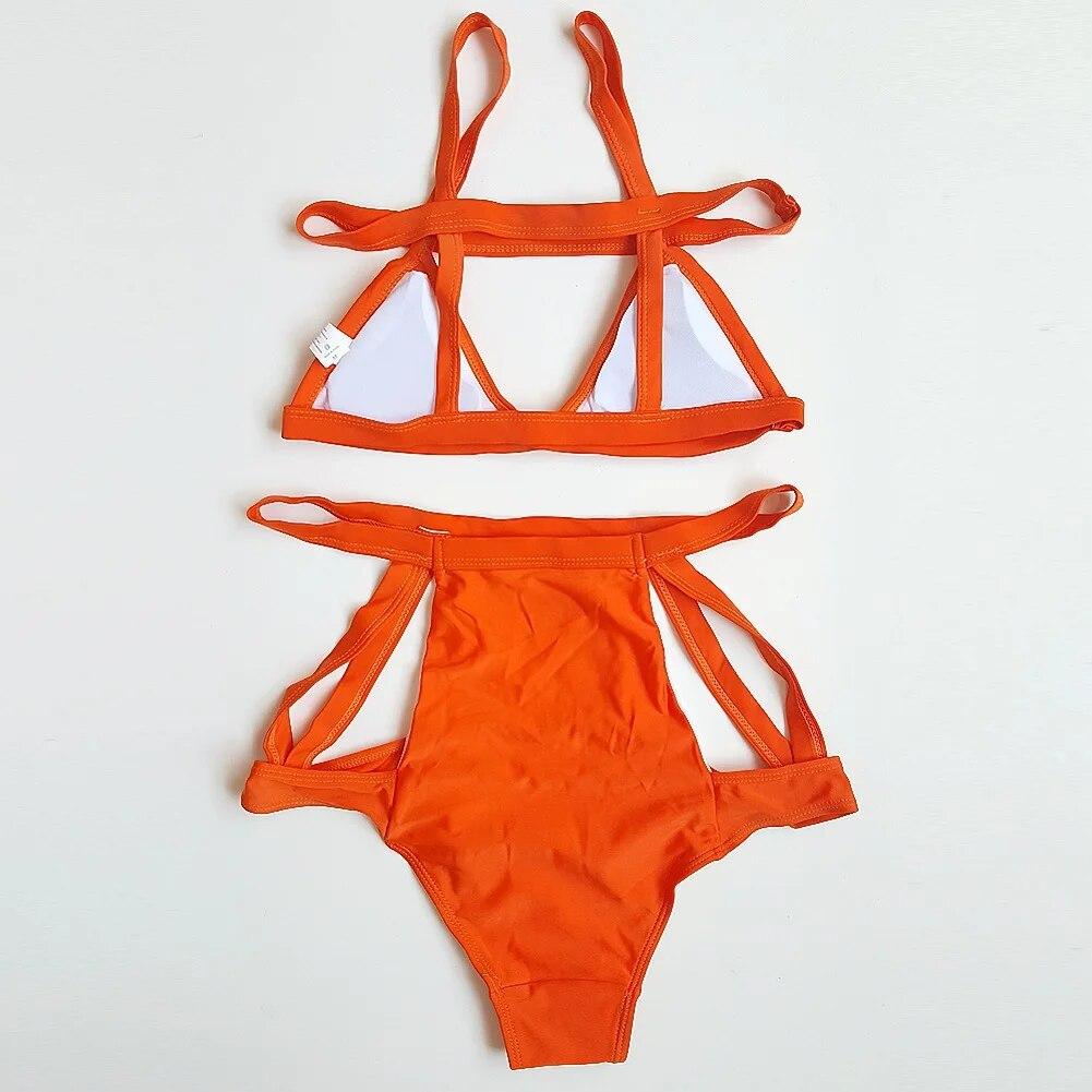 Оранжевый купальник с несколькими веревками — фото 4