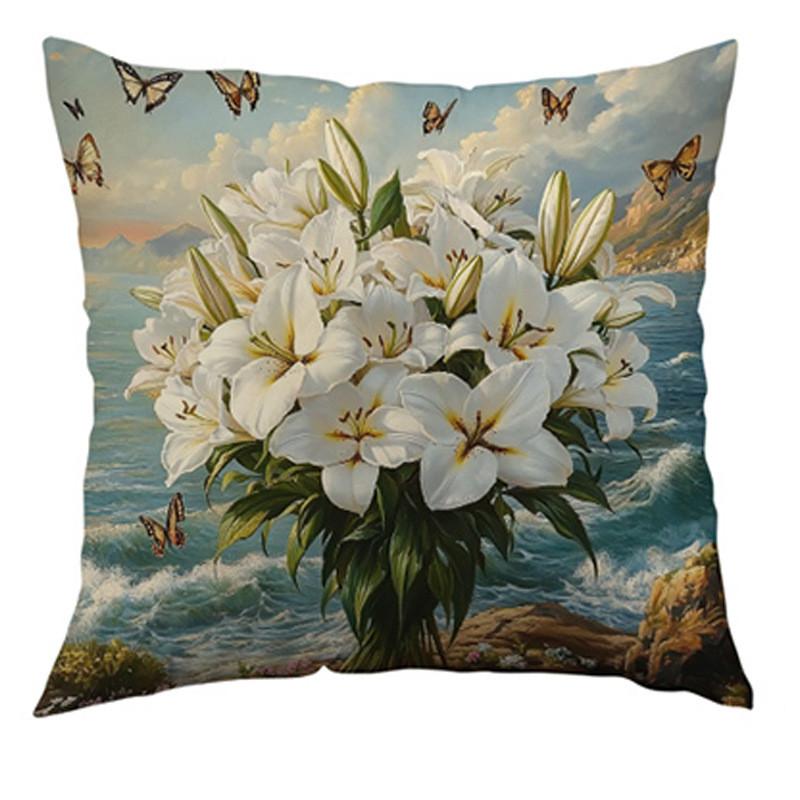 1pcs 45cm Decorative Throw Pillows Cover Square Cushion Cover for Couch Sofa Bed Landscape Patterns Home Decor Pillowcase