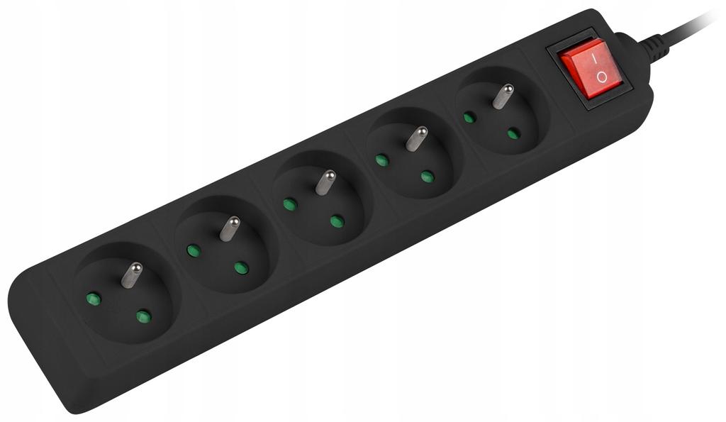 Lanberg Extension Strip 3m Black 3x 230V PL, with Switch, Cable Made of Solid Copper