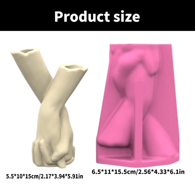 Handcraft Hand in Hand Shaped Silicone Mold for Unique Plant Pots Sturdy Cement Plaster Casting Tool Home Decoration