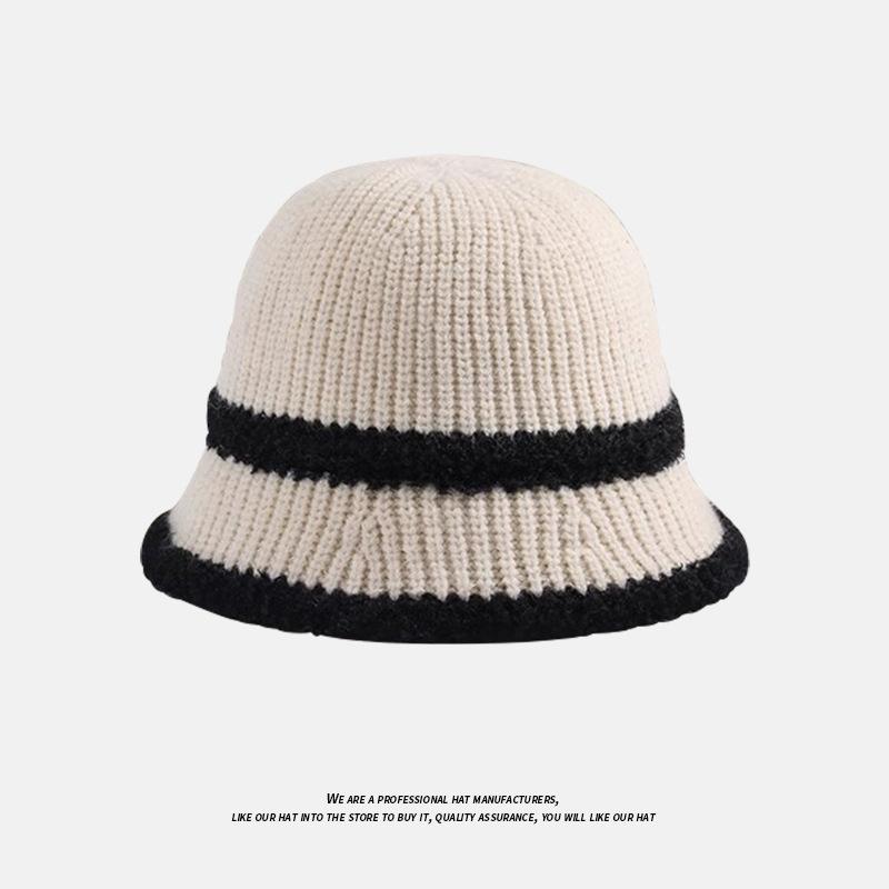 Bucket hat knitted bucket autumn and winter thermal hat children simple face small leisure basin hat
