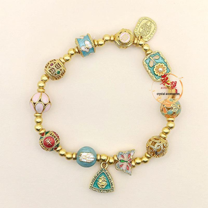 Ancient Sand Gold Cloisonné Butterfly Love Bracelet
