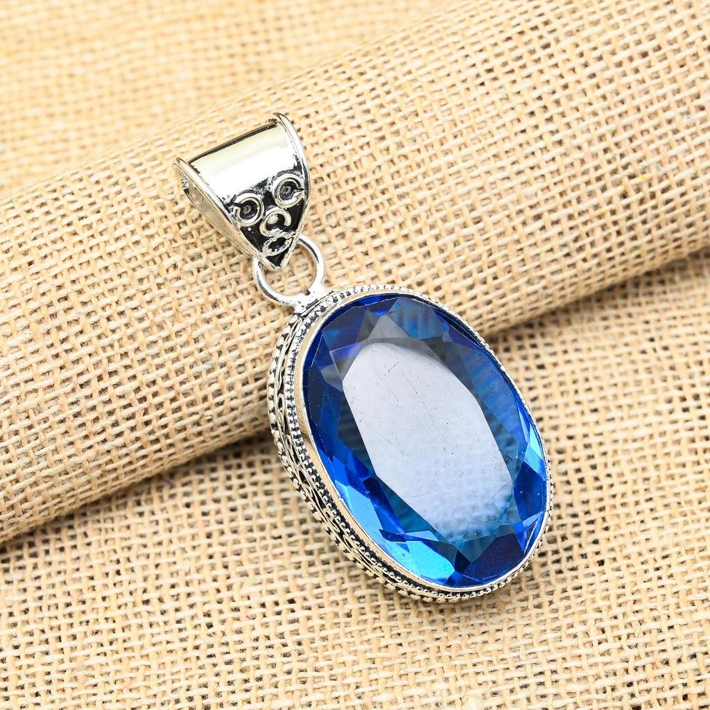 Wunderschöner handgefertigter Tansanit-Edelstein-Anhänger aus 925er-Sterlingsilber für Sie