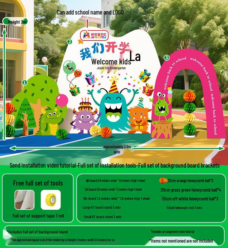 Kindergarten Back-to-School Scene Decoration Balloons Welcome Board for New Semester