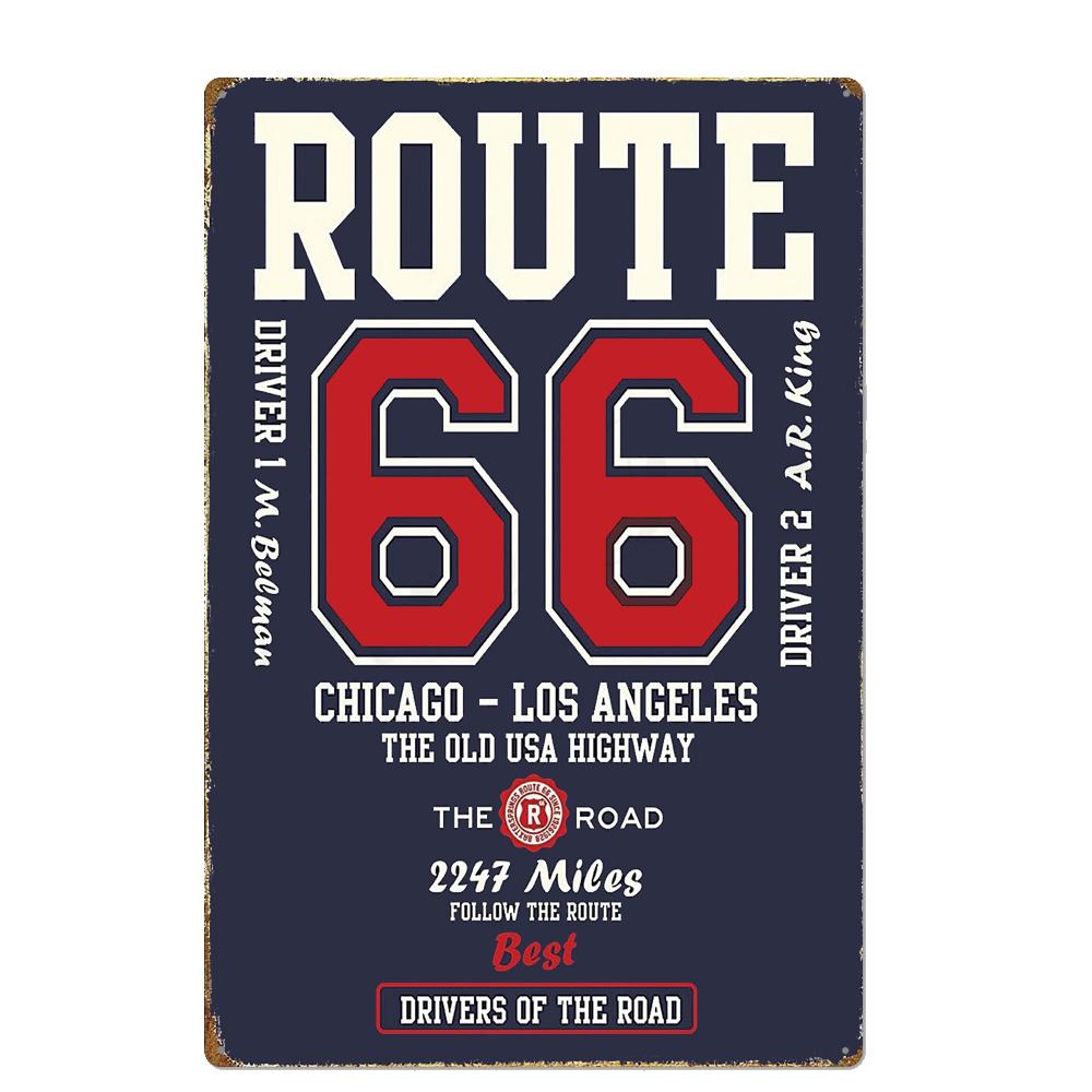 Vintage USA Route 66 Sign Metal Tin Plate Bar Pub Club Man Cave Wall Decoration Plaque Retro Poster Home Decor 30X20CM