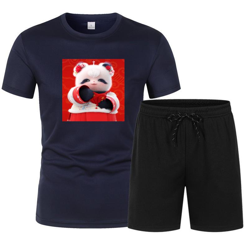 

2026 Tracksuit Male Summer Clothes Sports Clothes Set Two Pieces T Shirt Shorts Brand Track Clothes Male Runing Sports Suits XXXXL темно-синього кольору