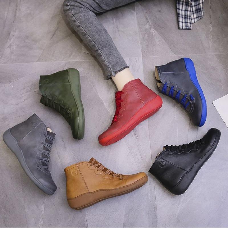 Spring New Women's British Style Tooling Short Leather Shoes Women's Large Size Short Boots Casual Martin Boots Retro European and American Style
