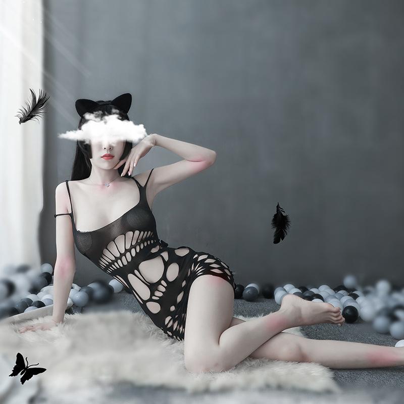 Sex underwear Sexy suspenders, hollowed out, mesh open-file one-piece stockings, mesh skirt one-piece socks